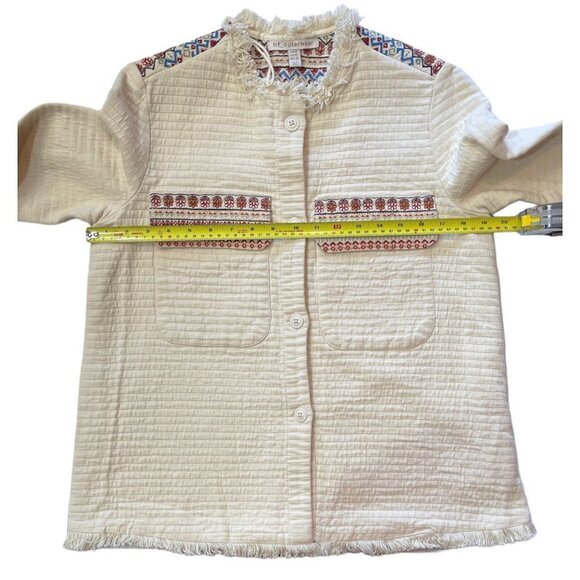 ZARA TRF_OUTERWEAR Faux Quilted Ivory Jacket Medium Ethnic Sherpa Embroidery EUC - Picture 16 of 16